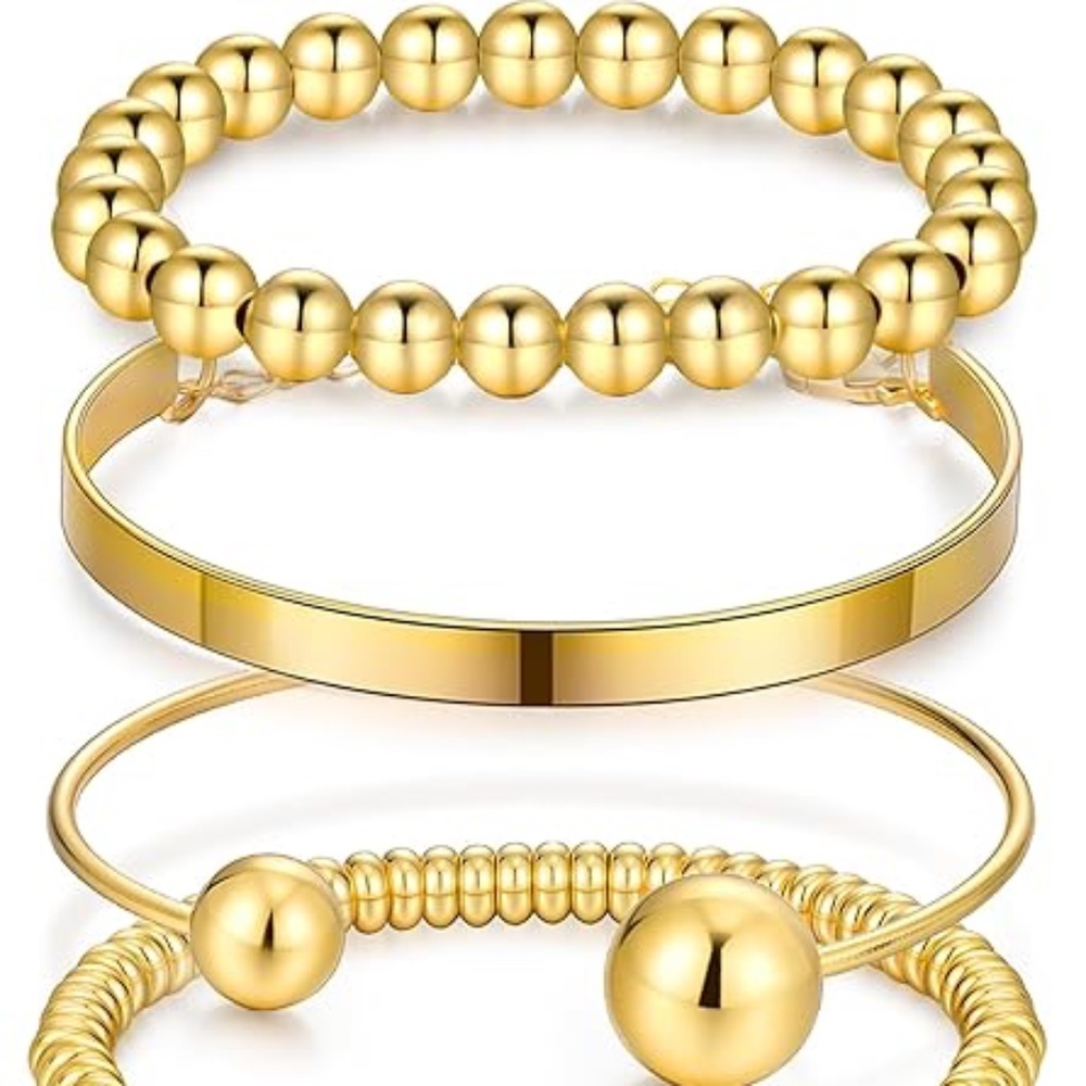 5-Piece: Elegant Multi-Layered Chain Bracelet Set Gold Filled 18k - Picture 3 of 4